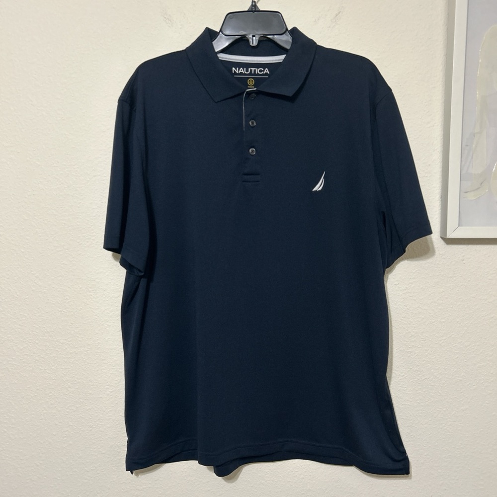 Nautica Navy Blue Performance Polo Shirt XL Wicking Short Sleeve